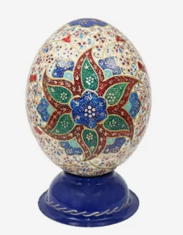 تخم شترمرغ تزیینی اصفهان پیکام مدل مگنت دار طرح اسلیمی کد P10077